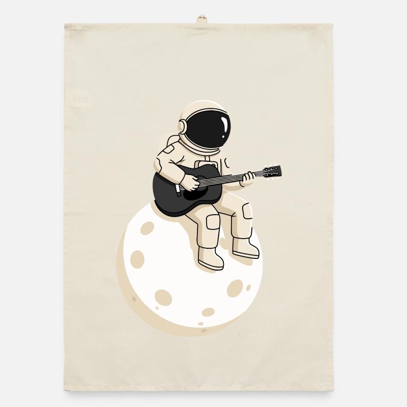 Astronaut with guitar on the moon, space music Organic dish towel