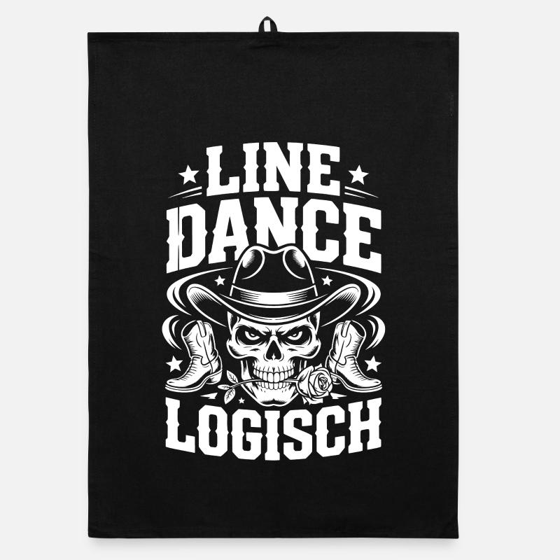 Line Dance Schädel Cowboy Organic Geschirrtuch