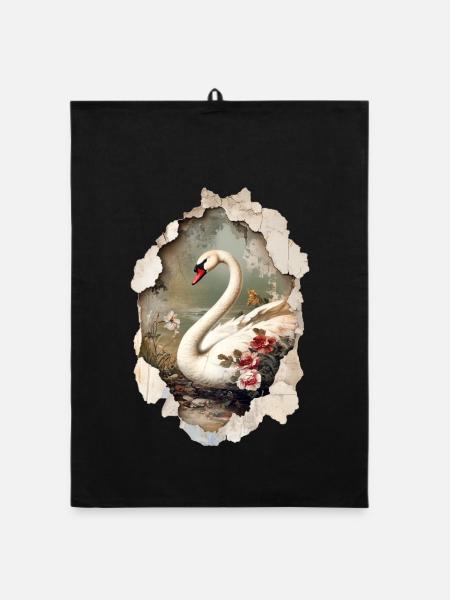 cygne - Torchon bio - noir - Devant