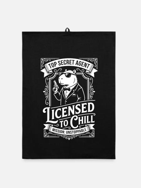 Licensed to Chill - Agent Humor - Organic dish towel - black - Front