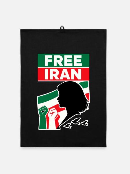 Iran libre - Torchon bio - noir - Devant