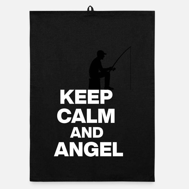 KEEP CALM AND ANGELN! ANGLER RUHE weiß Organic Geschirrtuch