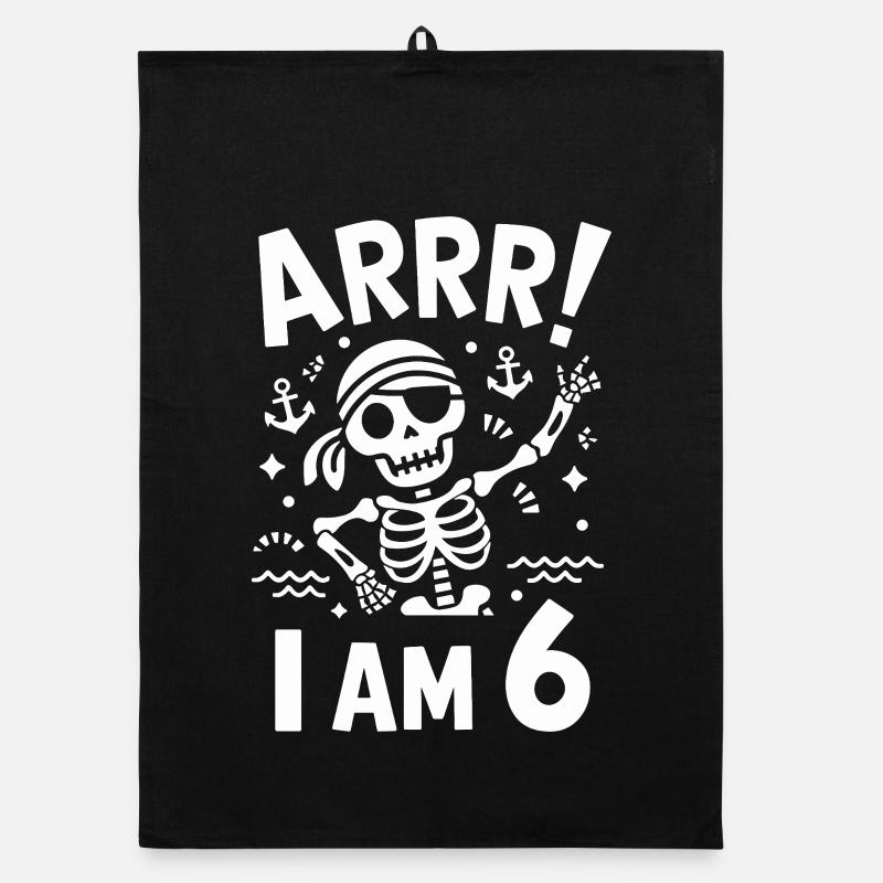  Arrr I Am 6 Piraten Skelett Geburtstag Kinder Organic Geschirrtuch