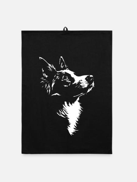 Border Collie Silhouette Hütehunde Hunde Wilsigns - Organic Geschirrtuch - Schwarz - Vorne