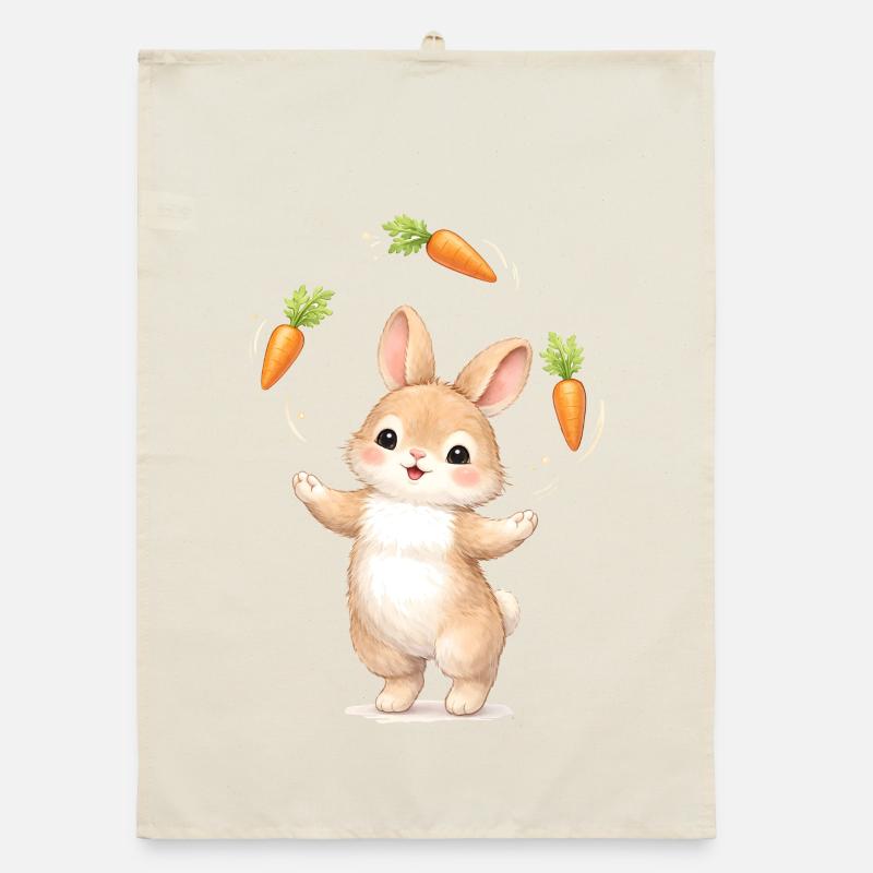 Süßer Hase jongliert Karotten  Organic Geschirrtuch