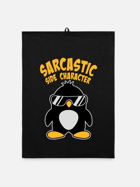 Logo des lunettes de soleil de personnage secondaire sarcastique du Pingouin - Torchon bio - noir - Devant
