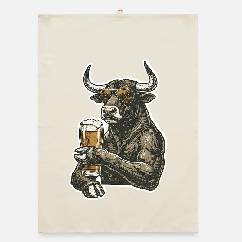 Cool bull avec de la bière Torchon bio