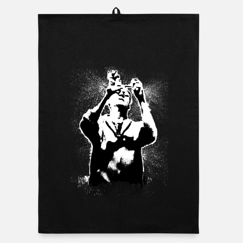 Silhouette noire et blanche du désespoir Torchon bio