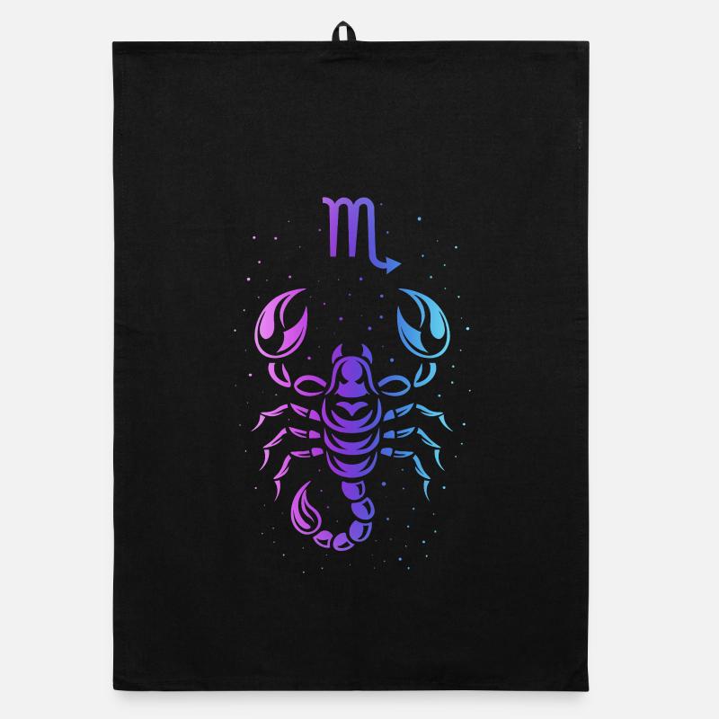 Skorpion-Sternzeichen – Intensives Neonlicht - Organic Geschirrtuch - Schwarz