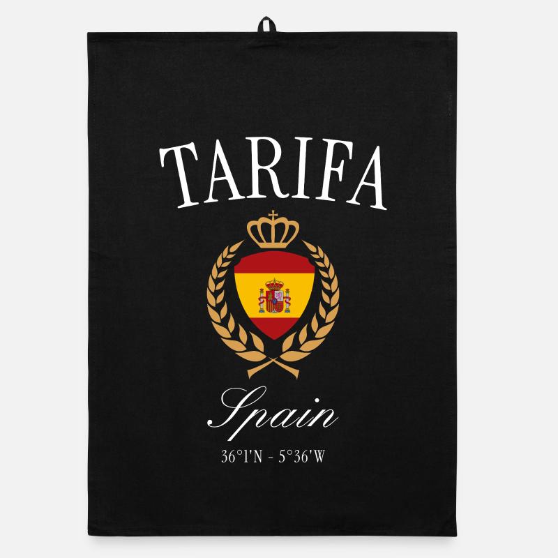 Couronne d’armoiries de Tarifa Espagne – Souvenir de voyage Torchon bio