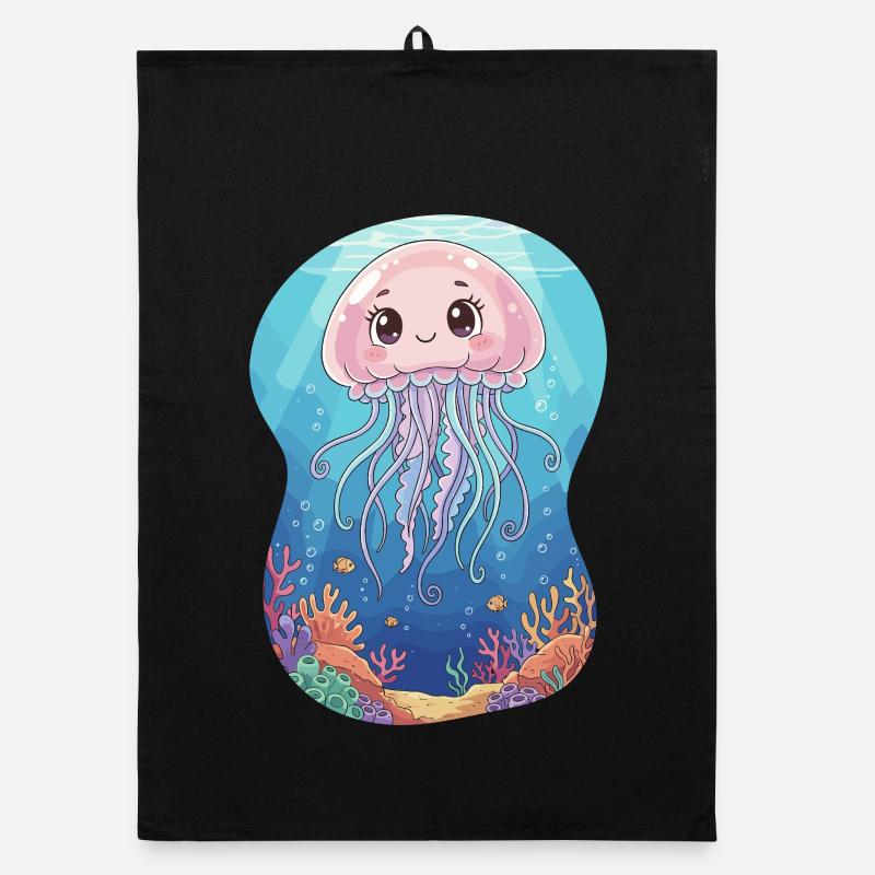 Pastell-Jellyfish Unterwasserwelt Organic Geschirrtuch