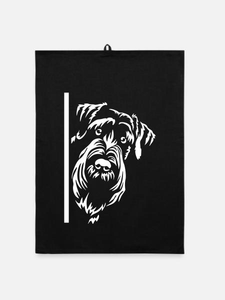Riesenschnauzer Kopf "Black Edition" - Organic Geschirrtuch - Schwarz - Vorne