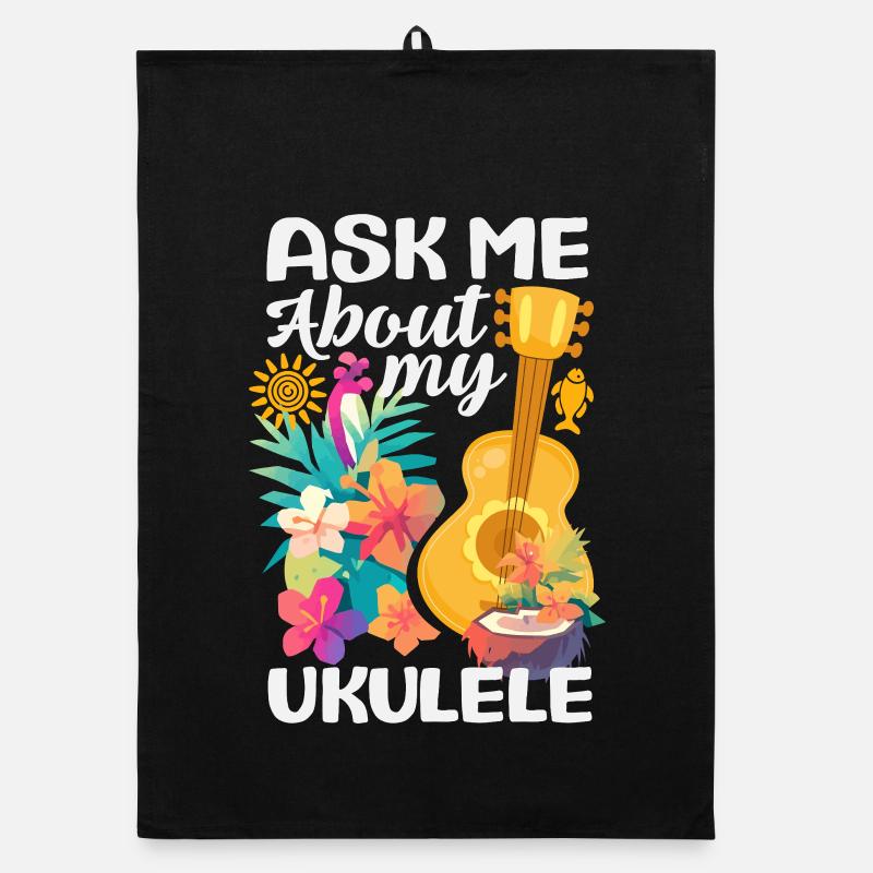 Ask Me About My Ukulele Lustiges Hawaii Instrument Organic Geschirrtuch