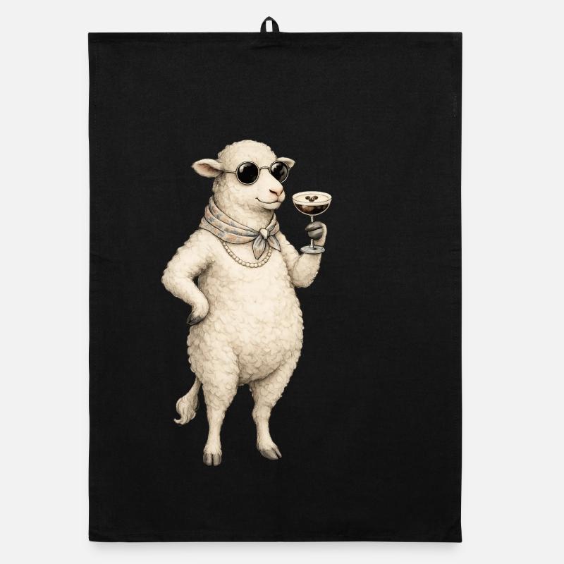 Cocktail Sheep with Style Organic dish towel