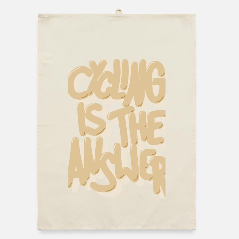 Cycling is the answer beige Organic dish towel