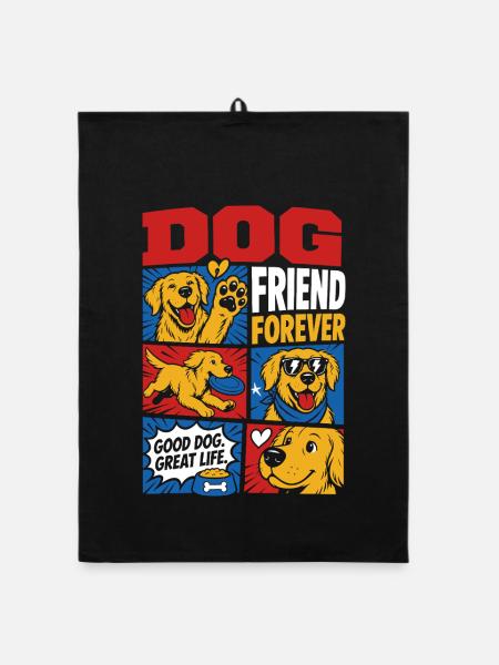 Dog Friend Forever Golden Retriever - Organic Geschirrtuch - Schwarz - Vorne