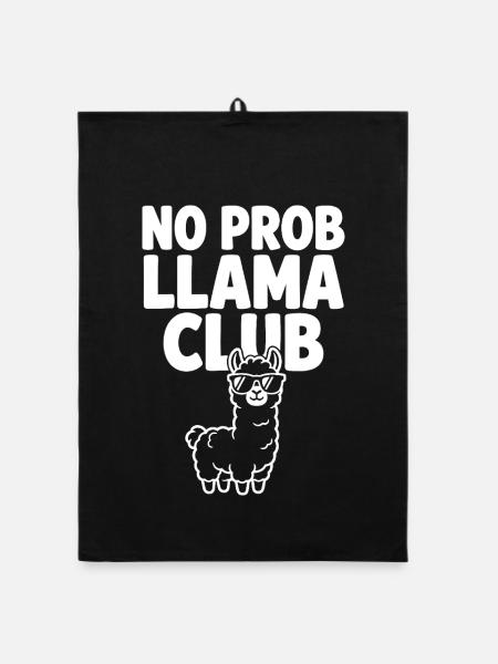 No Prob Llama Club mit cooler Sonnenbrille - Organic Geschirrtuch - Schwarz - Vorne