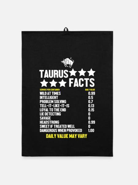 Zodiac sign Taurus - Organic dish towel - black - Front