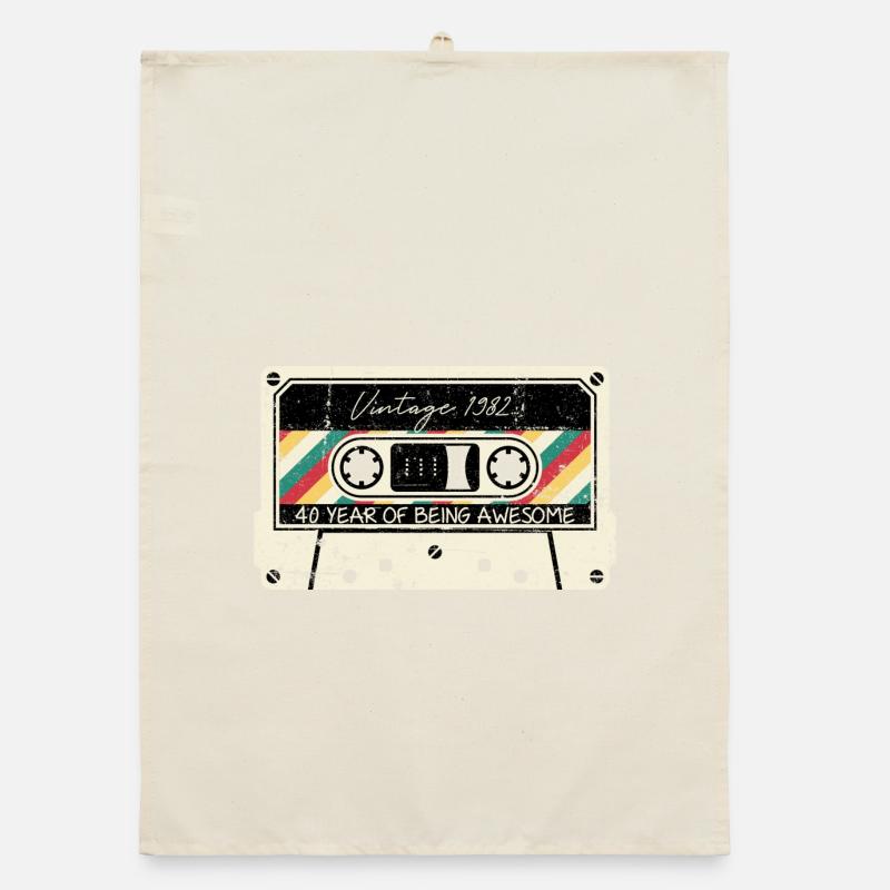 Vintage 1982 Cassette 40th Organic dish towel