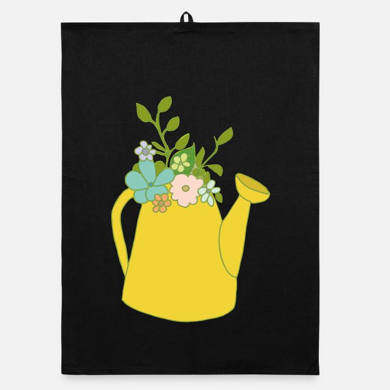 Watering can flowers Organic dish towel