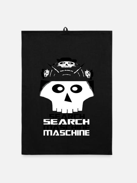 Skull Search Engine Logo Shirt Computer Science Design - Organic dish towel - black - Front