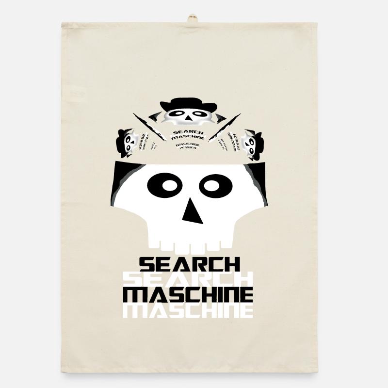 Skull Search Engine Logo Chemise Conception informatique Torchon bio