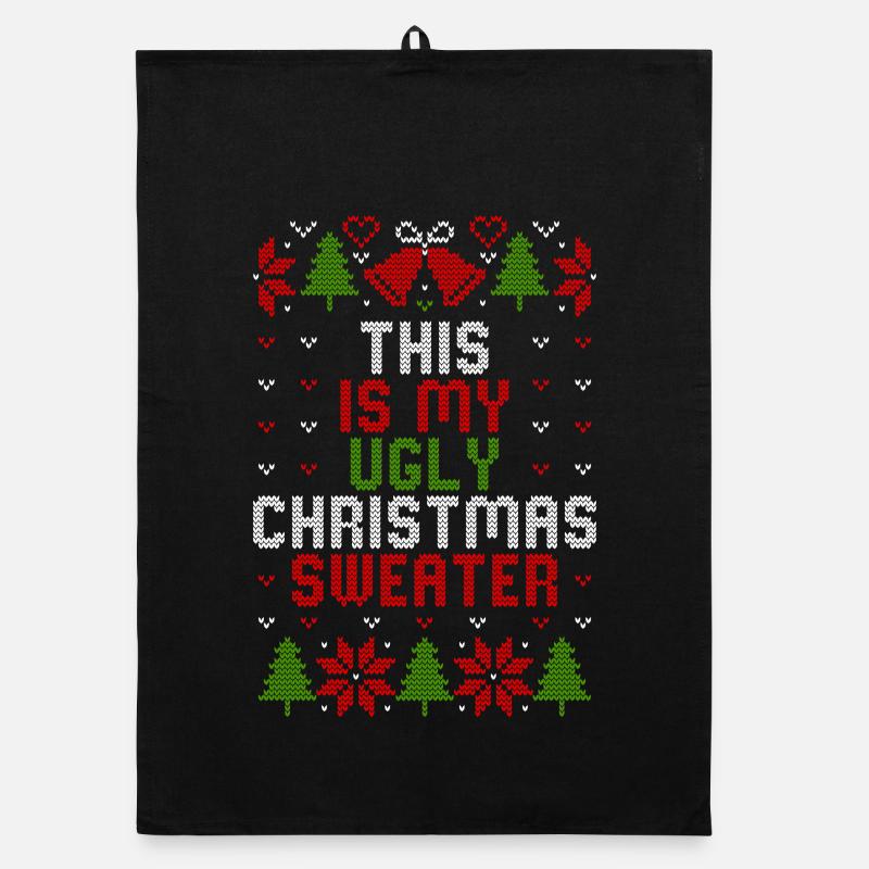 This is my ugly christmas sweater - Organic Geschirrtuch - Schwarz