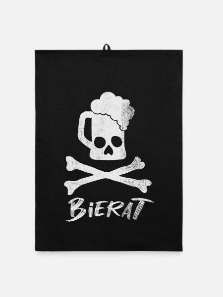 Bierat. Bier und Pirat in Einem! - Organic Geschirrtuch - Schwarz - Vorne