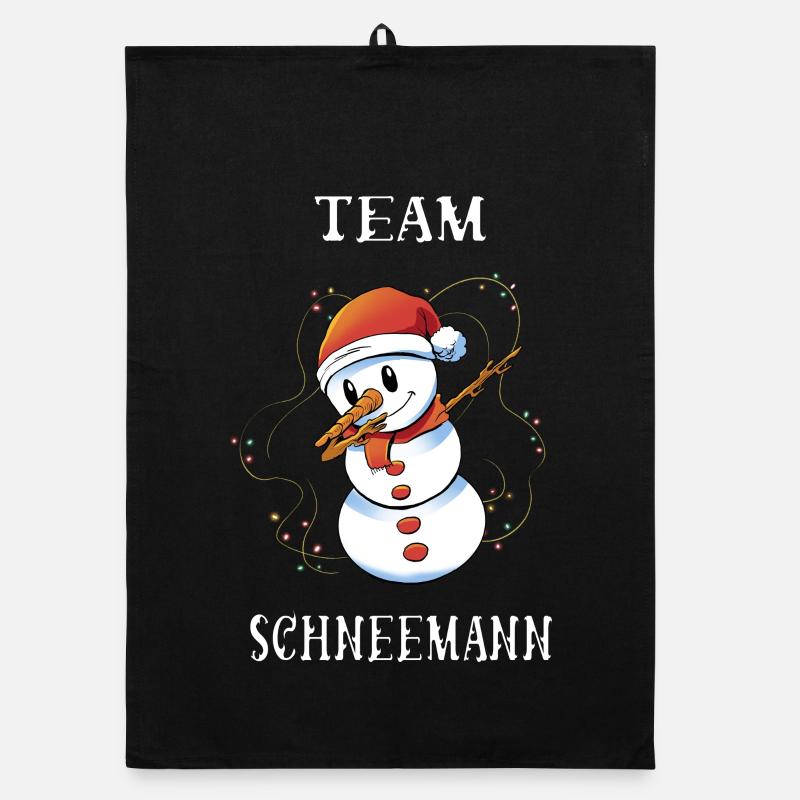 Team Schneemann - Organic Geschirrtuch - Schwarz
