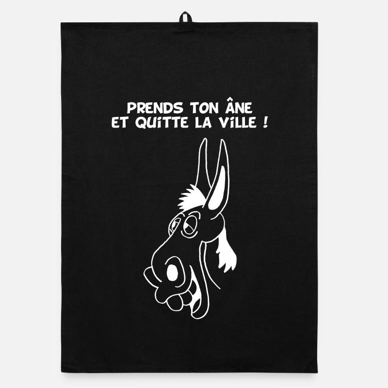 Prends ton âne et quitte la ville (blanc) Torchon bio