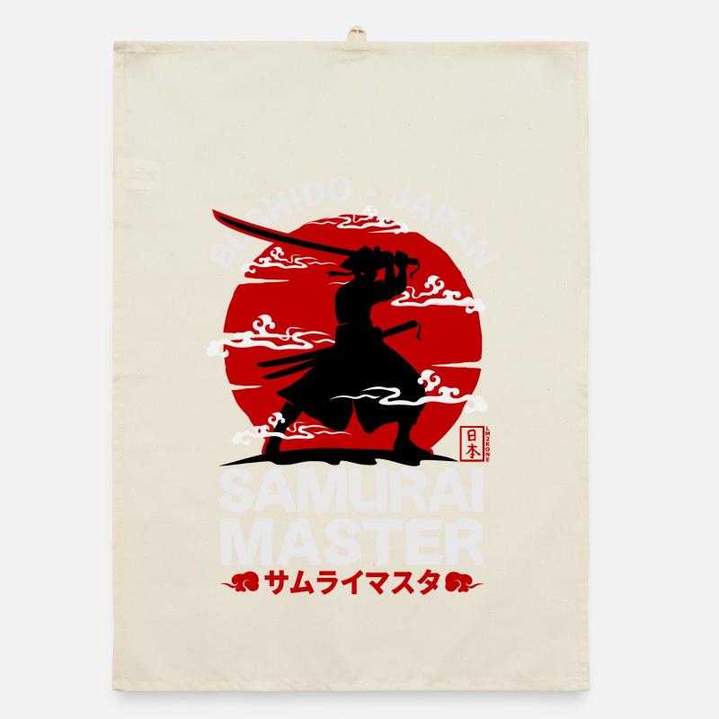 Samurai master series - bushido japan: Black Organic dish towel