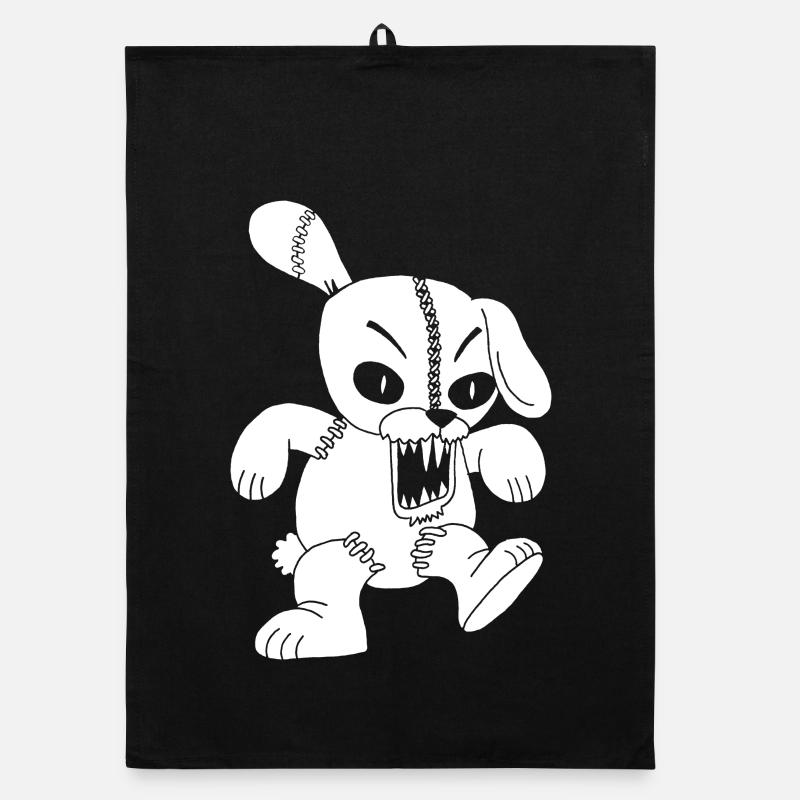 Monstrous white rabbit Organic dish towel