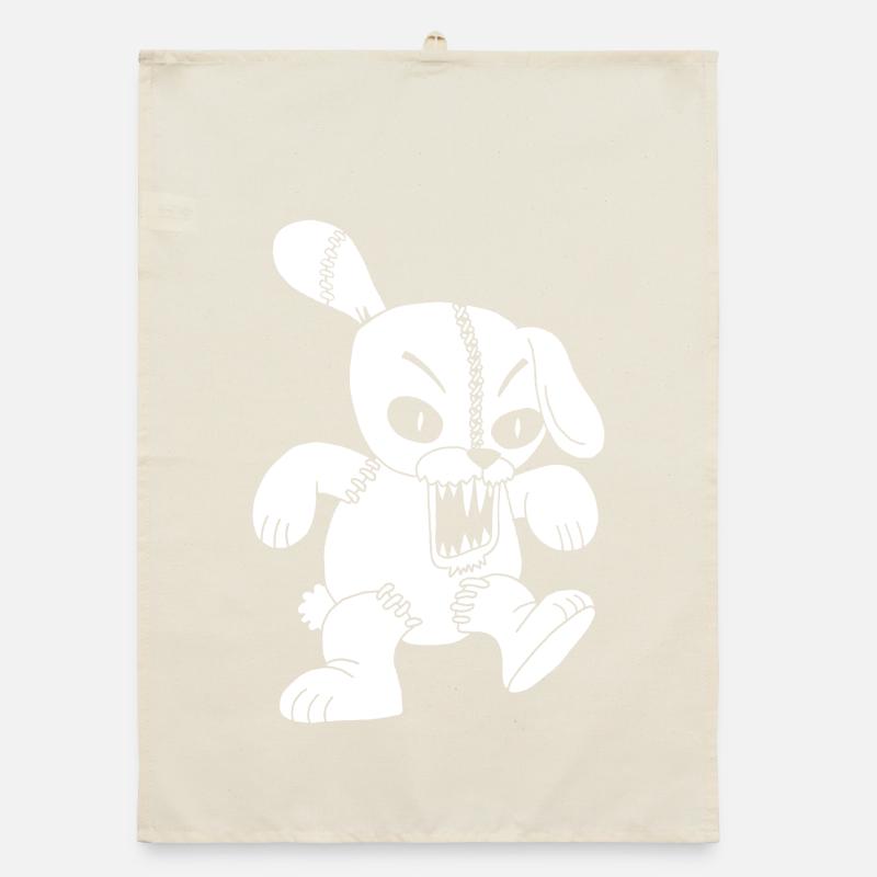 Monstrous white rabbit Organic dish towel