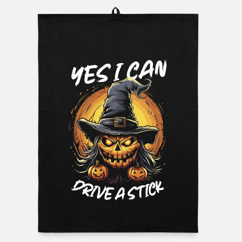 Yes I Can Drive a Stick Halloween Organic Geschirrtuch