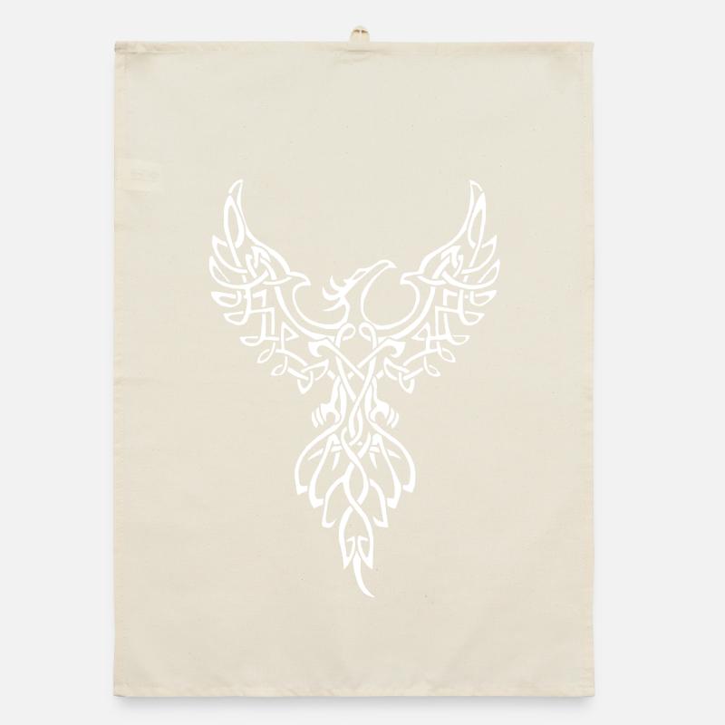 White Phoenix Symbol Organic dish towel