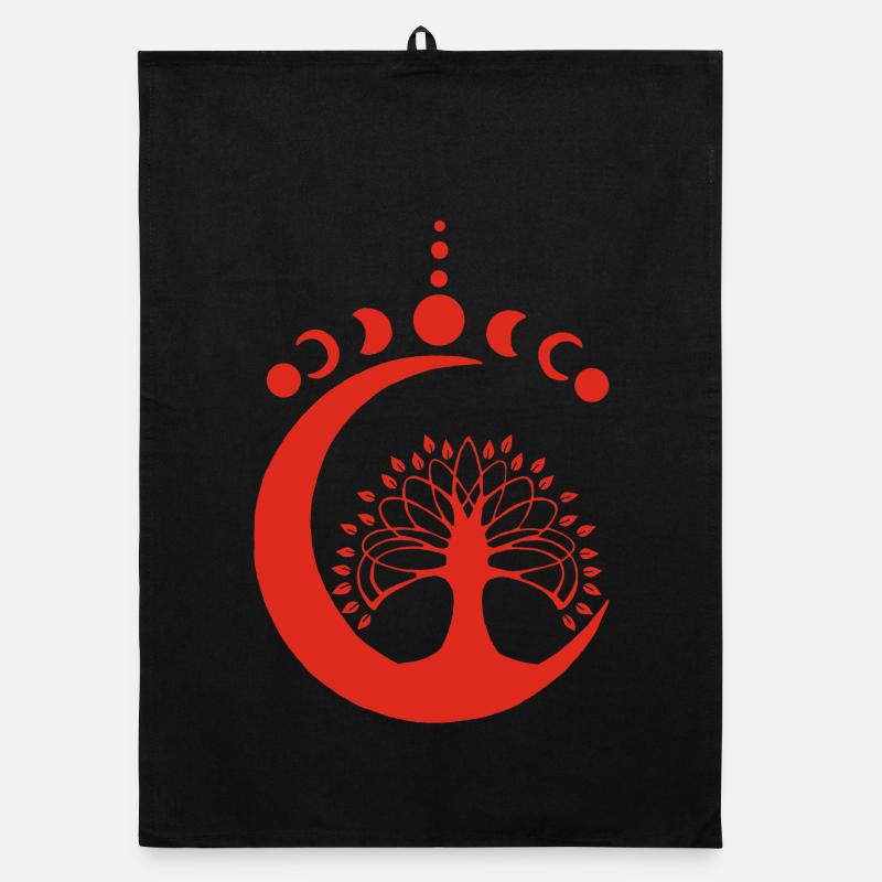 Red Lunar Tree Organic dish towel