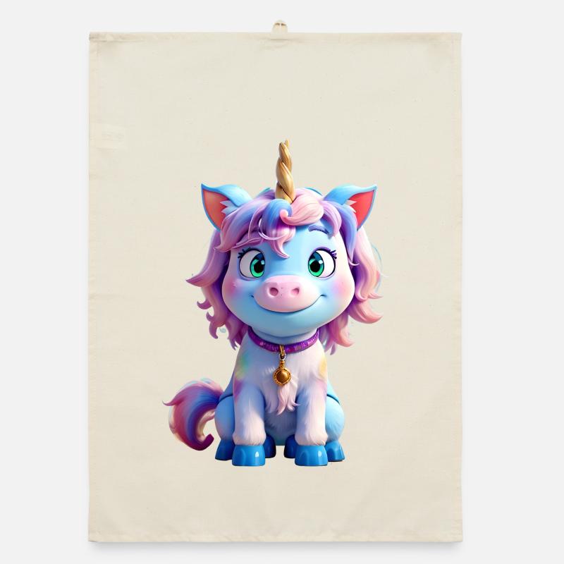 Buntes 3D-Einhorn Organic Geschirrtuch