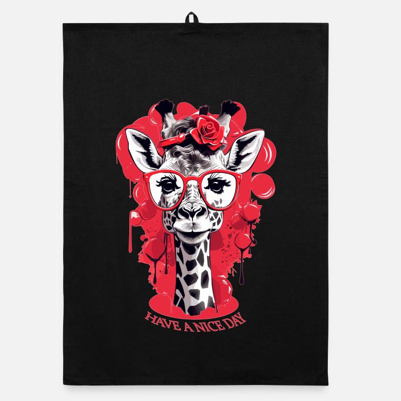 Süße Giraffe mit Brille Organic Geschirrtuch