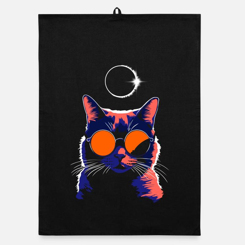 Cat Sunglasses Total Eclipse Cat Organic dish towel