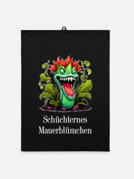 schüchternes Mauerblümchen, Venus Fliegenfalle - Organic Geschirrtuch - Schwarz - Vorne