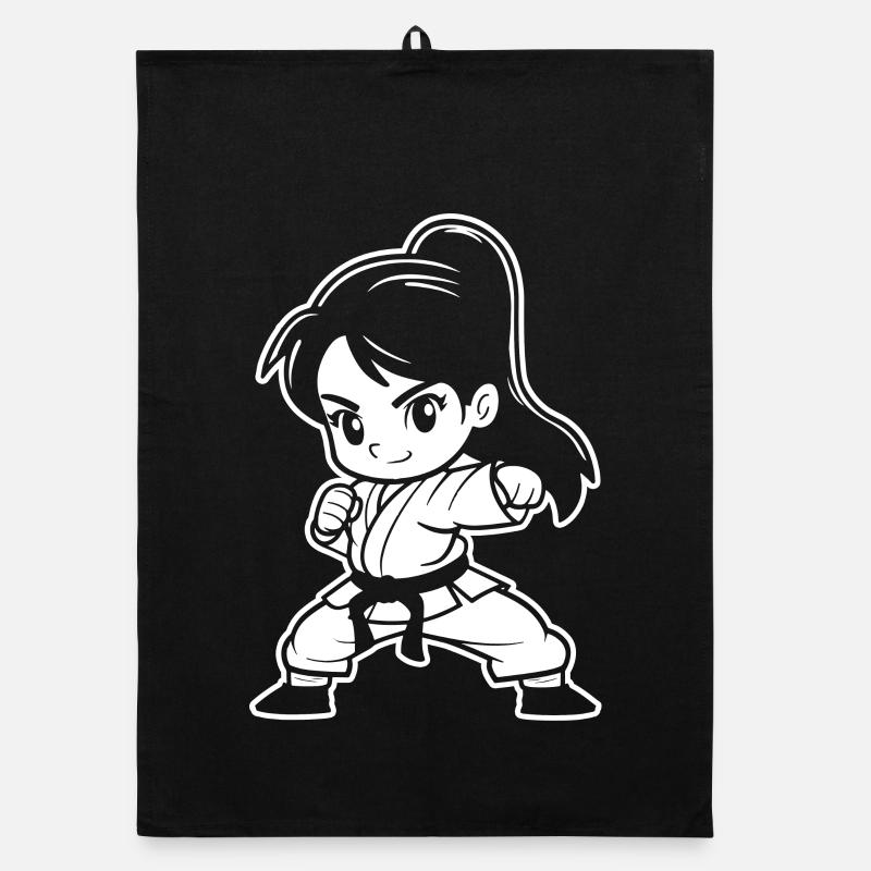 Little Karate Girl Comic Organic dish towel