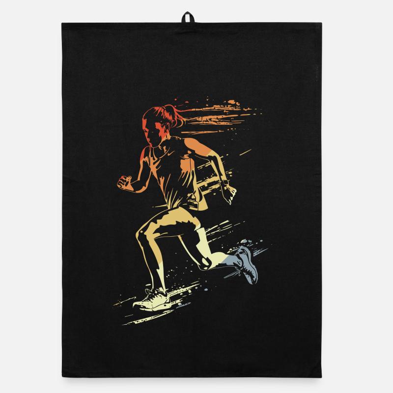 Female runner retro style Organic dish towel