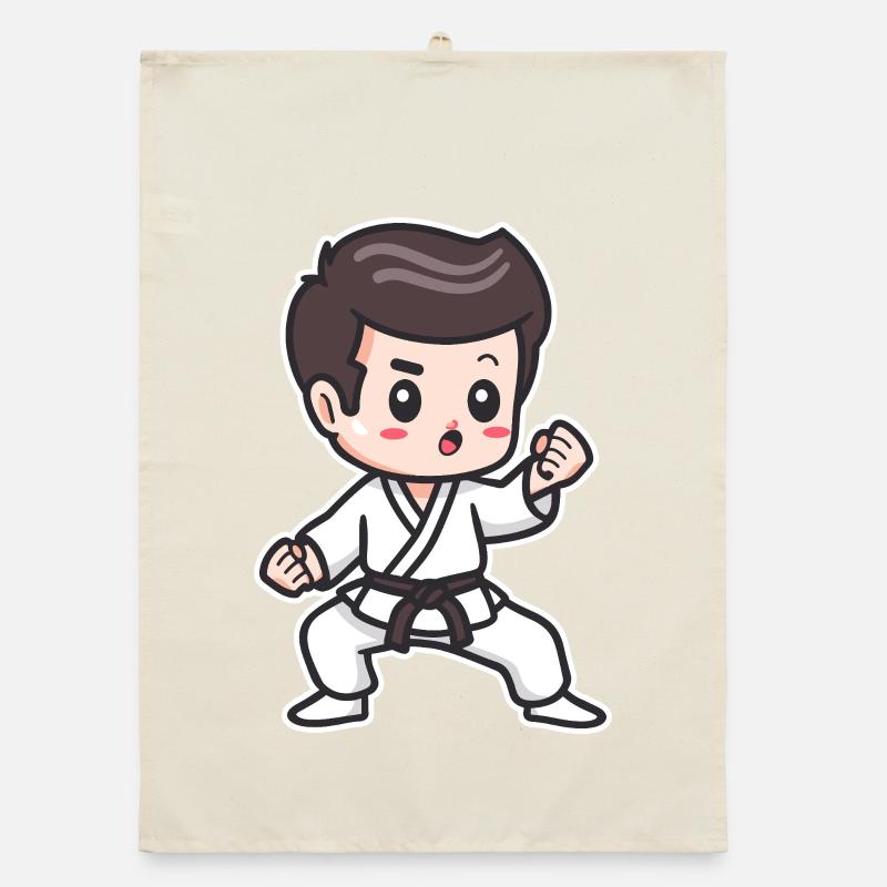 Karate Boy Drawing Organic dish towel