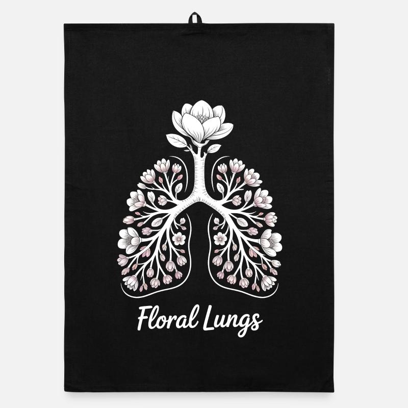 Blumige Lungen - Organic Geschirrtuch - Schwarz