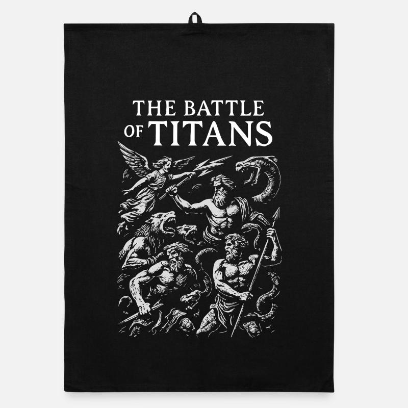 The Battle of Titans Mythical Clash Design Organic dish towel