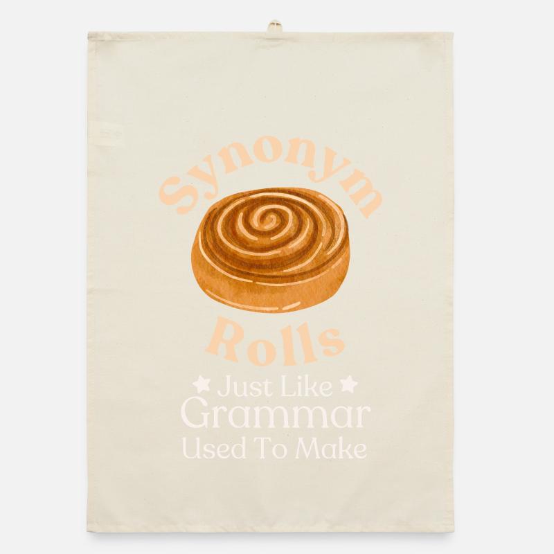Whimsical Cinnamon Roll Typography Design Organic dish towel