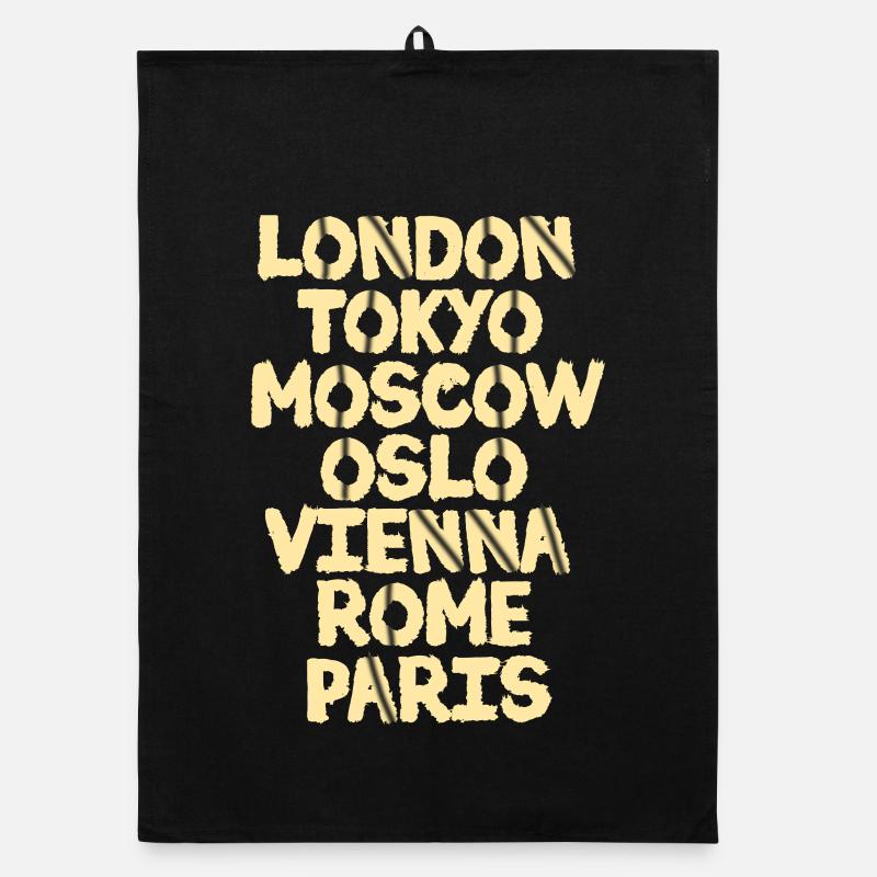Collage du monde de la ville dans le style vintage Torchon bio