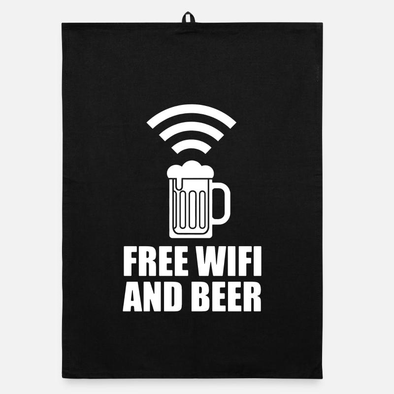 Free Wi-Fi and beer logo Organic dish towel
