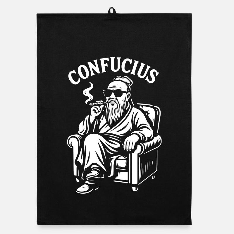 Confucius Lounge Beard Cigar Organic dish towel