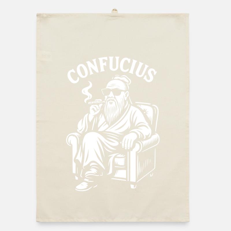 Konfuzius Lounge Bart Zigarre Organic Geschirrtuch